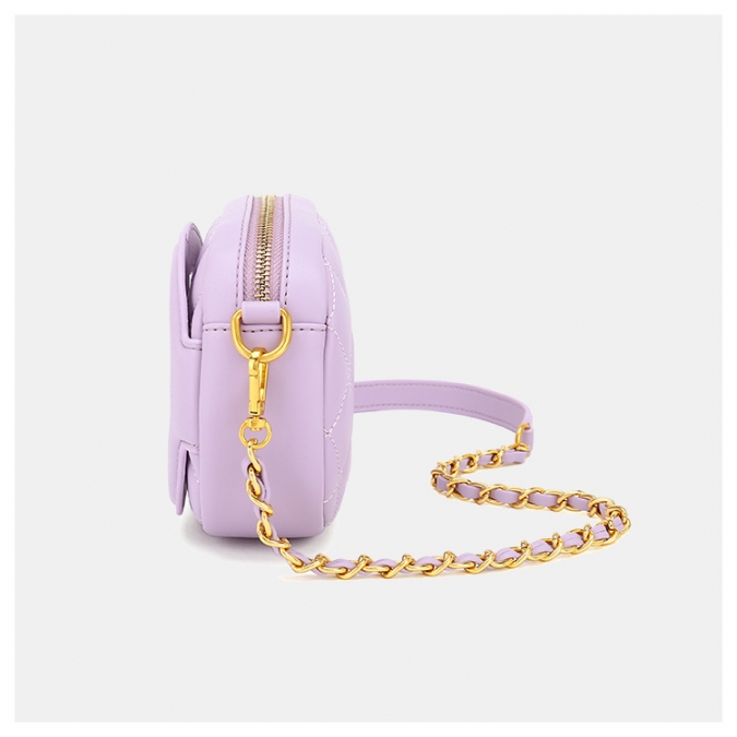 borsa a tracolla a catena ricamata in pelle vegan di marca viola di lusso di marca famosa 