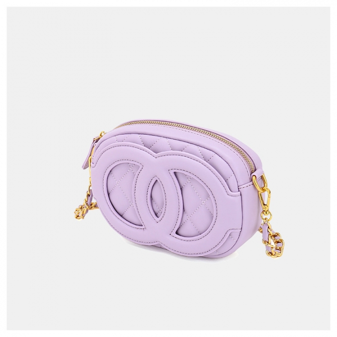 borsa a tracolla a catena ricamata in pelle vegan di marca viola di lusso di marca famosa 