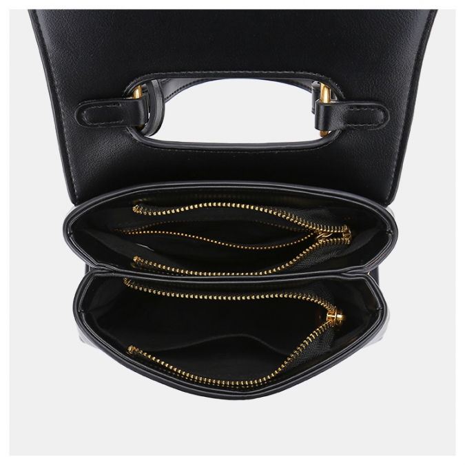 borsa a mano elegante lucchetto in pelle di colore nero con cinturino in pelle di guangzhou oem 