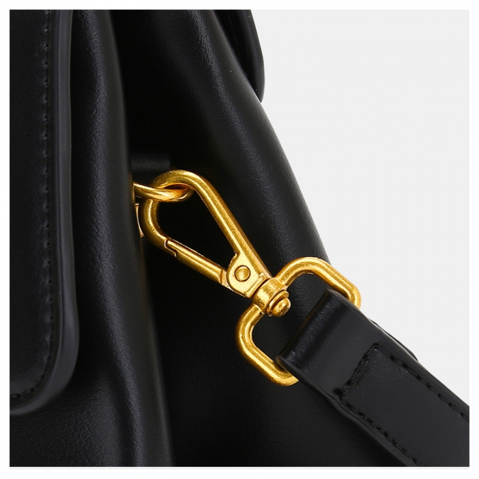 borsa a mano elegante lucchetto in pelle di colore nero con cinturino in pelle di guangzhou oem 