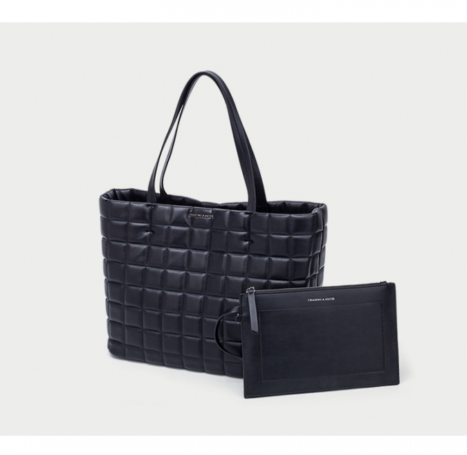 Professional Quilted Black PU Leather Large Custom Tote Bag Supplier